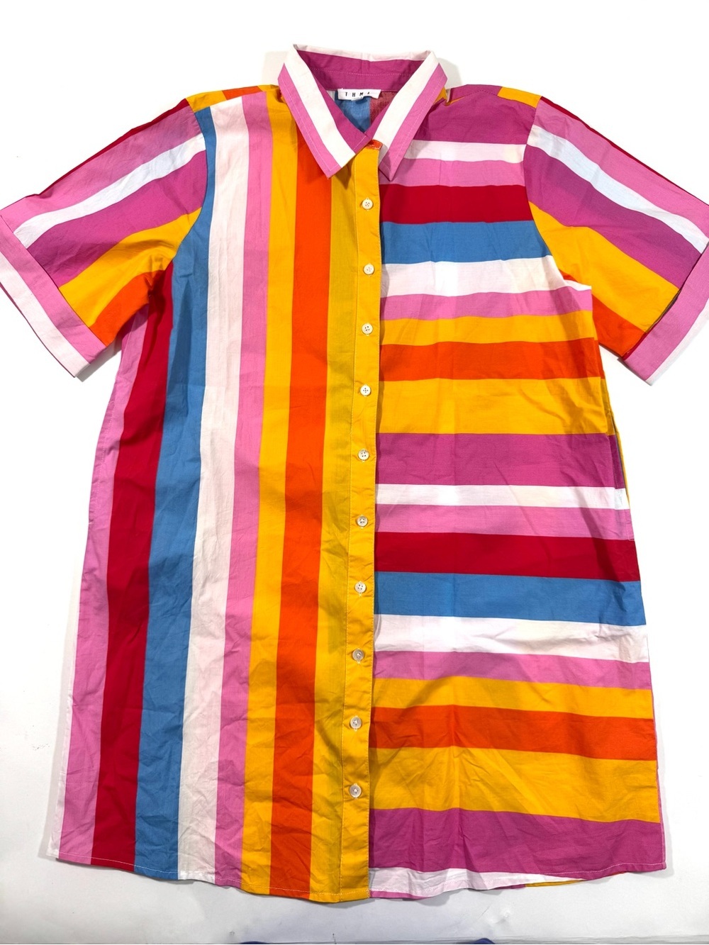 THML Happy Hour Hues Multi Stripe Shirt Dress - Picture 2 of 7